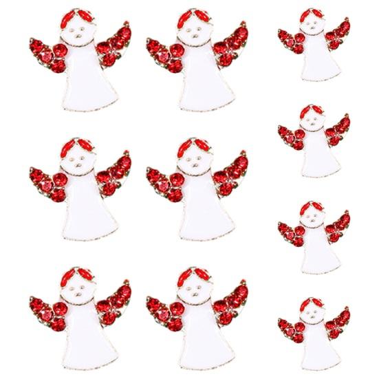 10Pcs Christmas Nail Manicure Rhinestone Xmas Cartoon Design Elk Bells Christmas Tree Alloy Rhinestones Nail Accessories