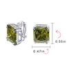 Traditional Classic Large Statement 7CT Emerald Cut Imitated Olive Green Peridot AAA CZ Solitaire Clip on Silver Plated 14MM Stud Earrings for Women