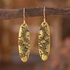 Ethnic Style Long Oval Gear Pattern Simple and Versatile Earrings