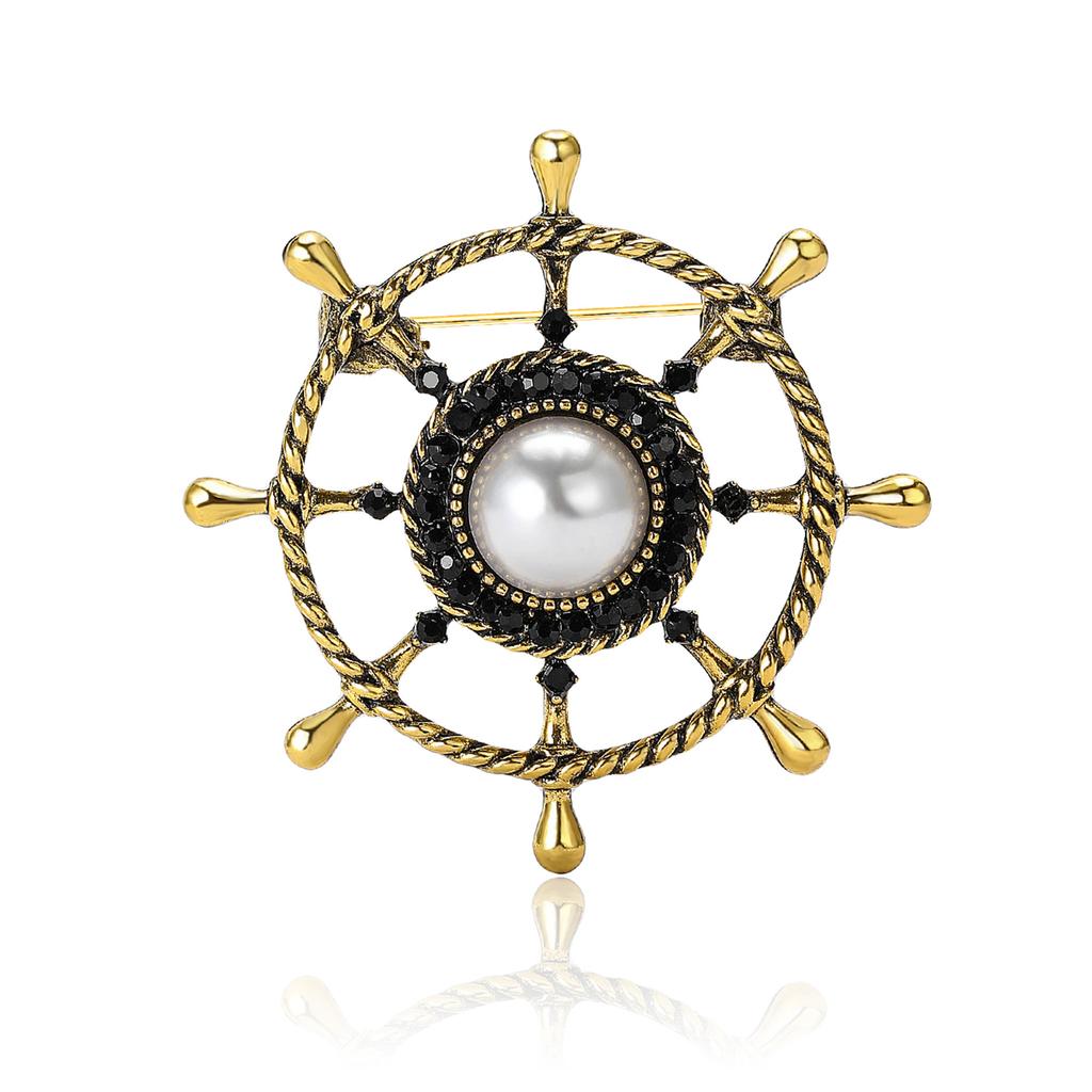 Kreativ Marine Stil Legering Perle Ror Brosje Utsøkt Herredress Frakk Korsasje Ornament Nål