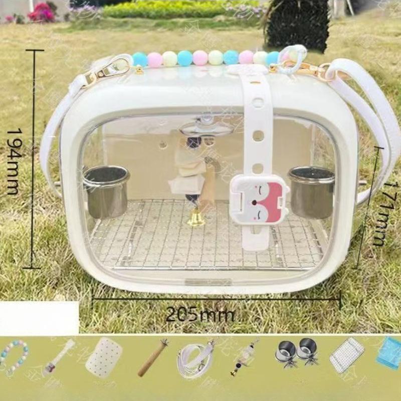 

Parrot Cage Bird with Handheld Acrylic Outdoor Viewing Bird Cage Peony Carrying Bag Animals Carriers Portable Parrot Products белый