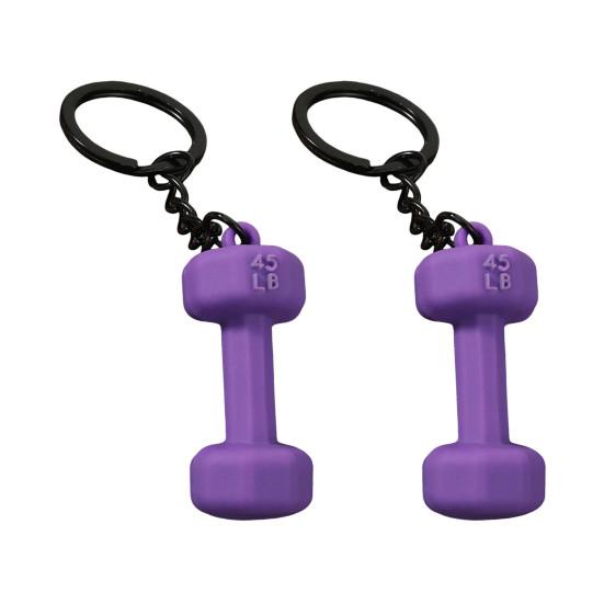 

2Pcs Keychain Pendant Zinc Alloy Lightweight Portable Key Texture Dumbbell Charm Holder Backpack Bag Accessory фіолетовий