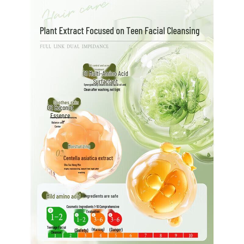 RUYI Detergente Viso Aminoacidi Controllo Grasso e Acne per Giovani