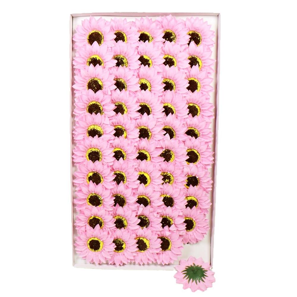 50Pcs Sunflower Soap Flower Head, 4 Layers Artificial Flower Heads Eternal DIY Flowers Bouquet Valentine Mother s Day Gift