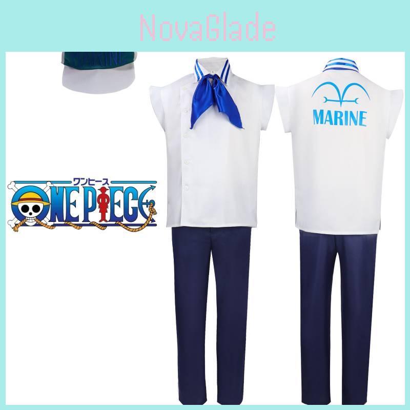 One Piece Marine Soldier Uniform Cosplay Costume White Polyester Material