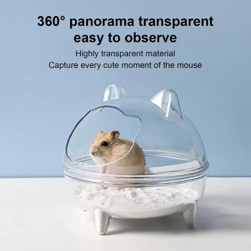 Transparent Hamster Sand Bathtub Large Anti Splash Space Cute Cat Ear Design For Small Hamsters Daily Sand Bathing