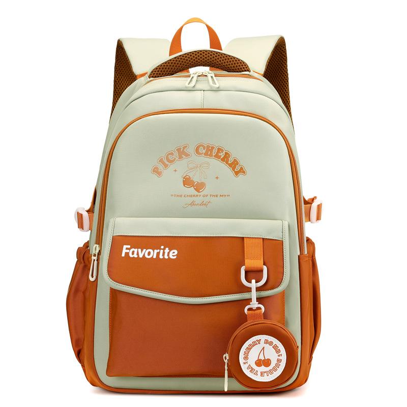 

Женский дорожный рюкзак для школьников, цветной школьный рюкзак в стиле кампуса, большой емкости оранжевый