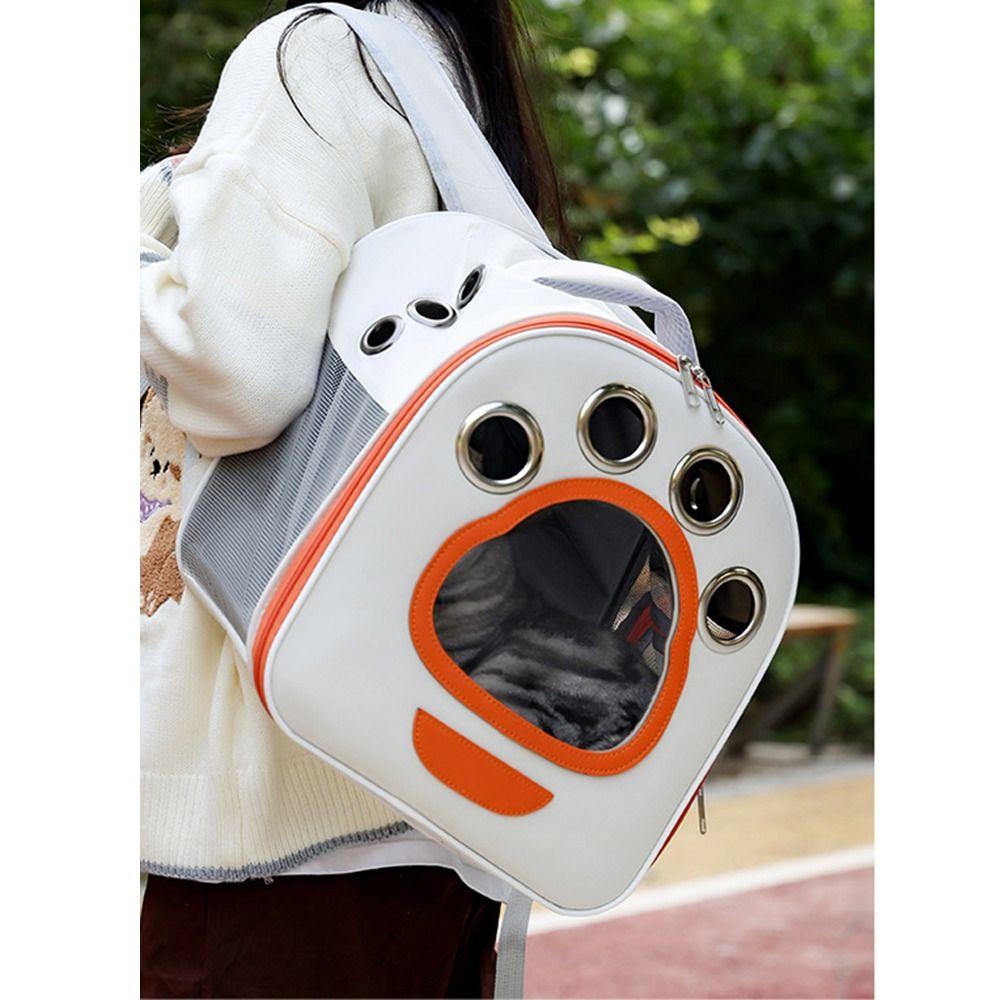 Foldable Pet Backpack Breathable Transparent Window Travel Cat Carrier Side Mesh Comfortable Portable Pet Bag Hiking
