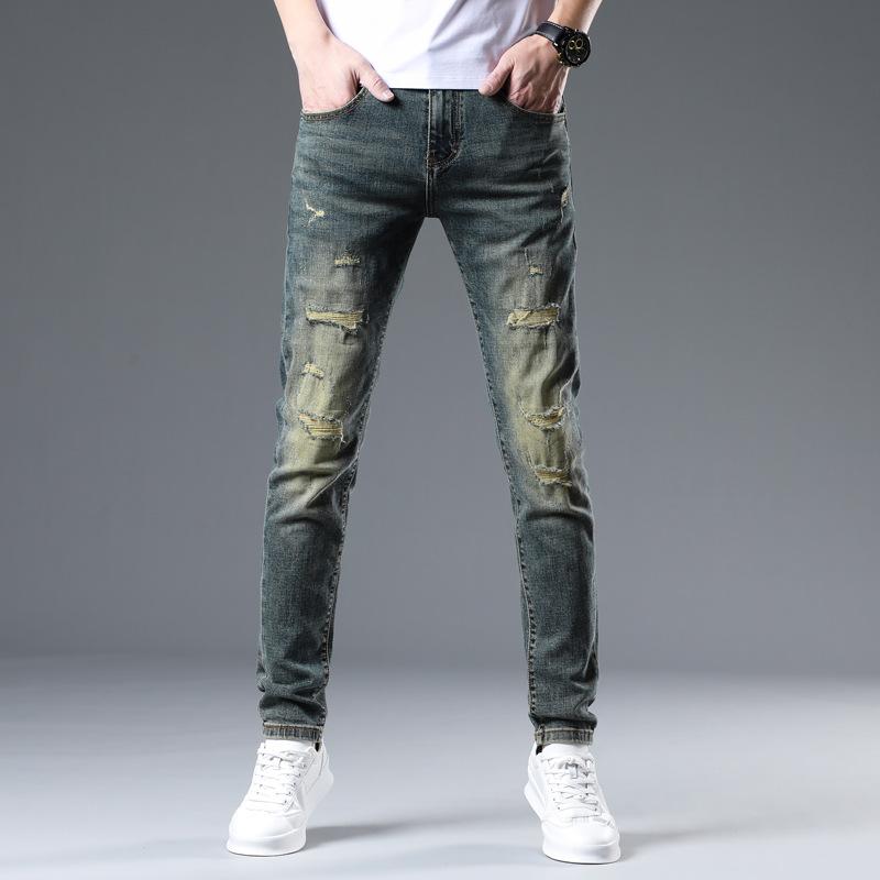 

Новые летние джинсы слим девять точек стрейч повседневные длинные брюки для мужчин 28