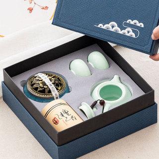 New Chinese Style Guochao Ge Kiln Ceramic Kung Fu Tea Set Set Mid-Autumn Festival Gift Can Be Made Into a Gift Box Guochao Gift Box