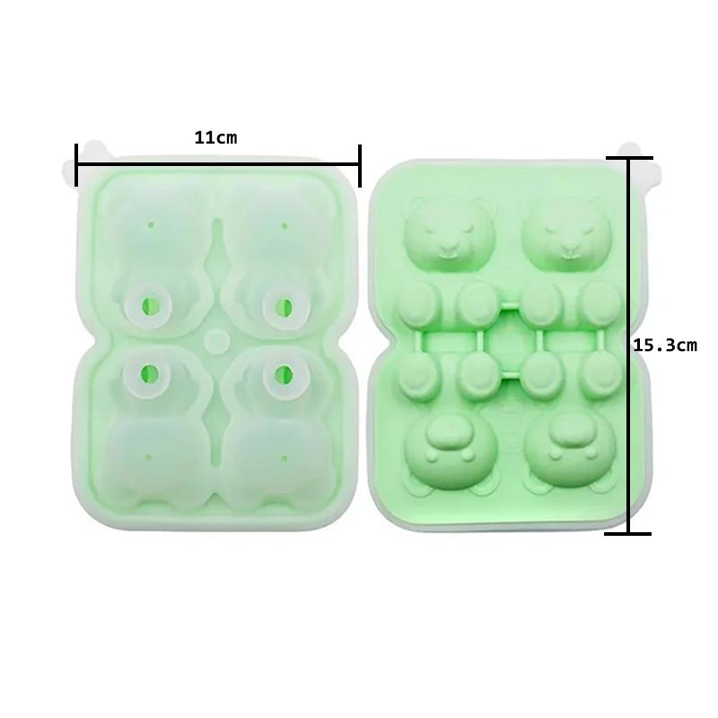 2/4/6 Grids Ice Cube Bear-Shaped Silicone Molder 3d Kawaii Bear Summer Relieve The Heat Diy Drink Ice Coffee Ice Cube Trays Mold