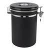 1.8L Coffee Sealed Container Stainless Steel Coffee Bean Storage Container with Spoon Black
