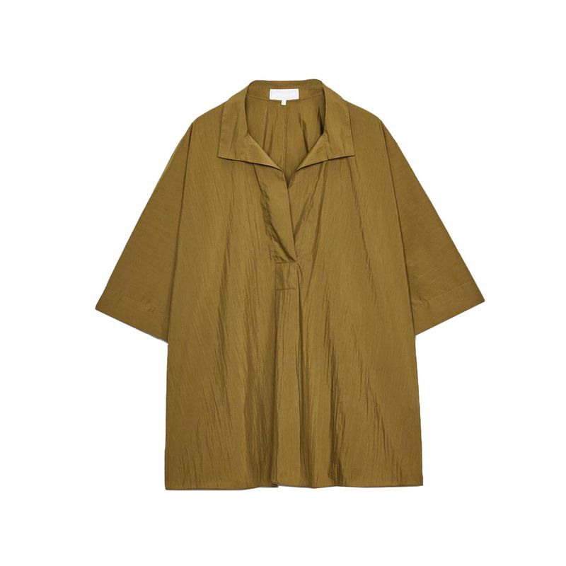 Autumn New Women's Clothing Pure Color Loose V Neck Short Sleeve Shirt 3848183 5344118 5344118