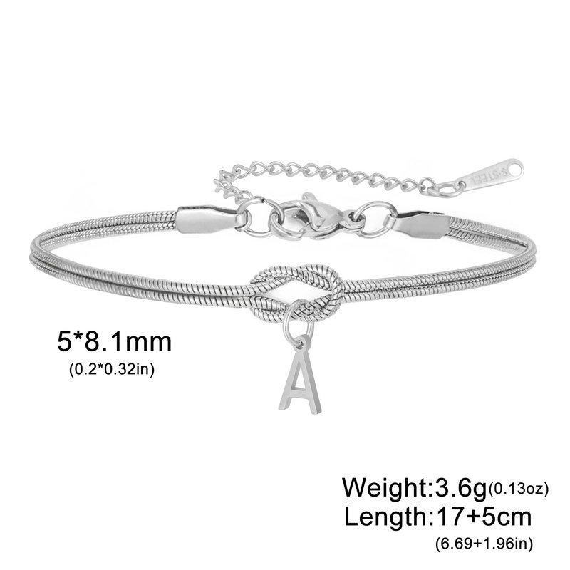 Minimalist Double Layer Snake Chain DIY Alphabet Bracelet Anklet Jewelry Simple Pendant Necklace For Women Gift