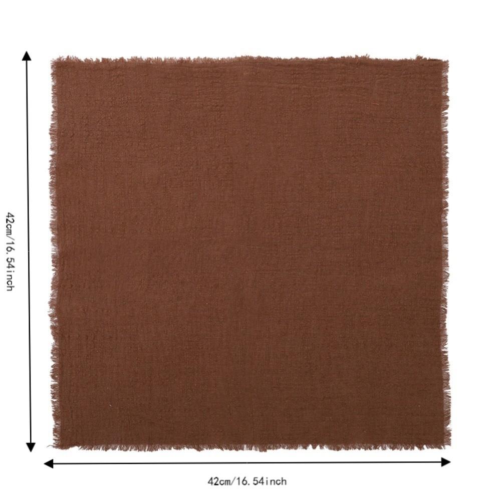 6pcs Cotton Cloth Dinner Napkins Washable Fabric Brown Color Rustic Table Napkins Square Size 16.54 Inch Boho Dinner Napkins
