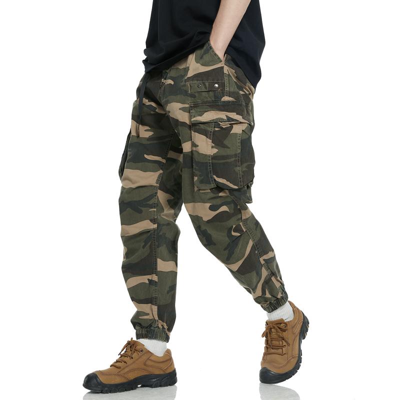 Pánské maskáčové cargo kalhoty, podzimní vícekapsové pracovní kalhoty, outdoorové kalhoty, ležérní bavlněné kalhoty pro volný čas
