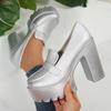 2025 spring and summer leather shoes comfortable women's shoes spring and autumn waterproof table thick heel new deep mouth high heels women's pl