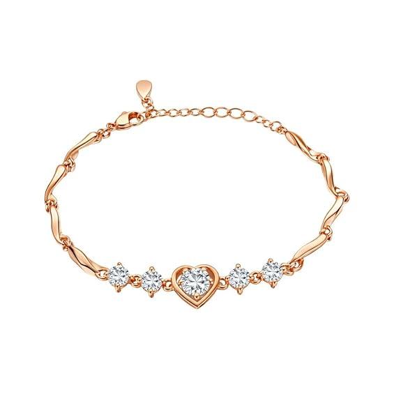 Women's Rose Gold And Silver Plated Heart Shape Bracelet For birthday Gifts