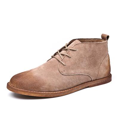 Mode NyeÆgte Læder Støvler Mænd Ko Læder Høj Sko Britisk Retro Korte Støvler Mandlige Værktøj Ørken Støvler Klassikere Anti-slip sko