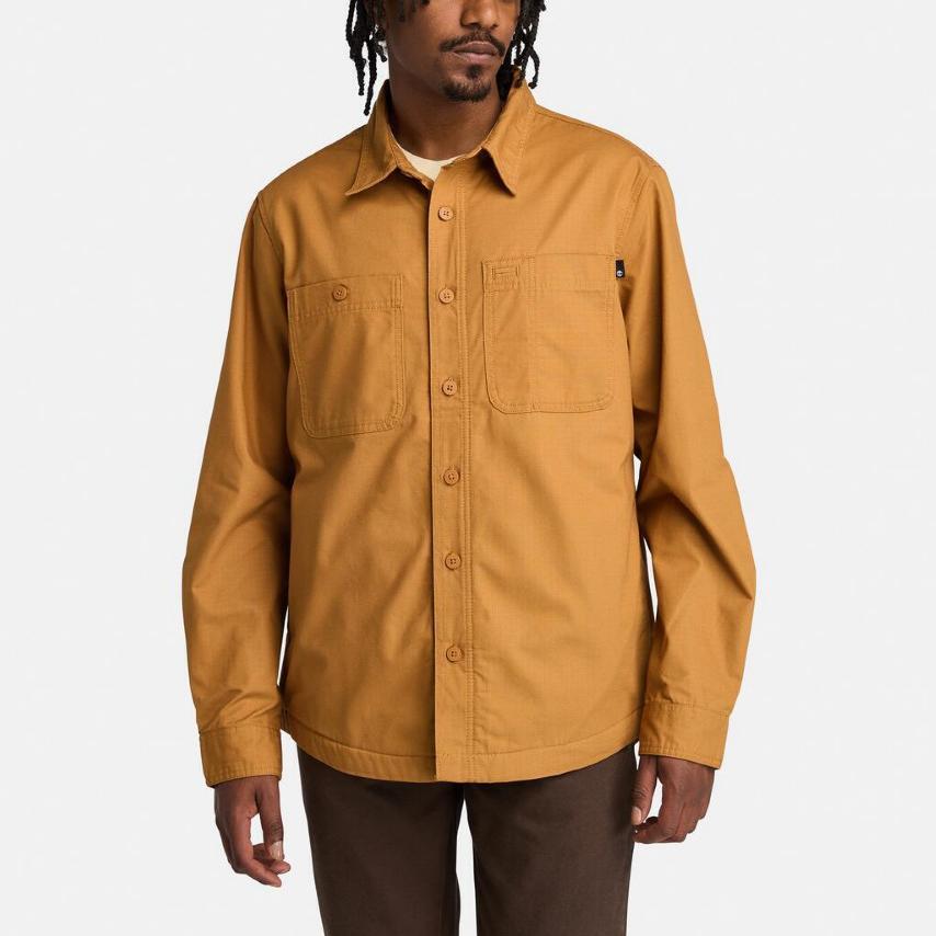 Timberland Comfortable Solid Color Outdoor Multi-Pocket Long Sleeve Shirt Men Shirts Wheat A5MB2-P47