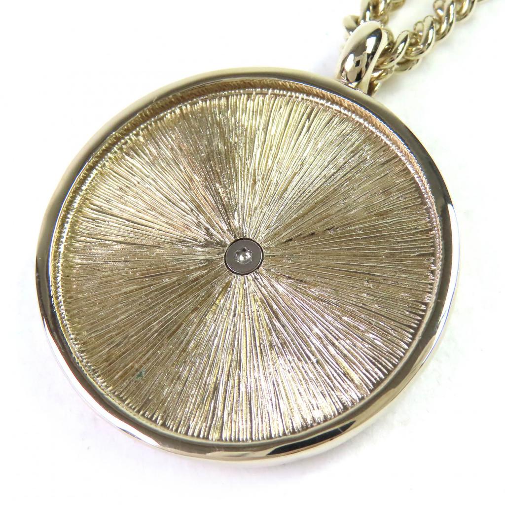 Pristine CHANEL Necklace COCO Mark Rhinestone Logo Medal Top Pendant gold B25A Used