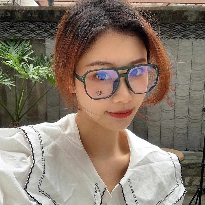 New Trendy Oversized Green Myopia Glasses Women Men Retro Anti Blue Rays Computer Eyeglasses Vision Minus -1.5 2.0 2.5 3.0
