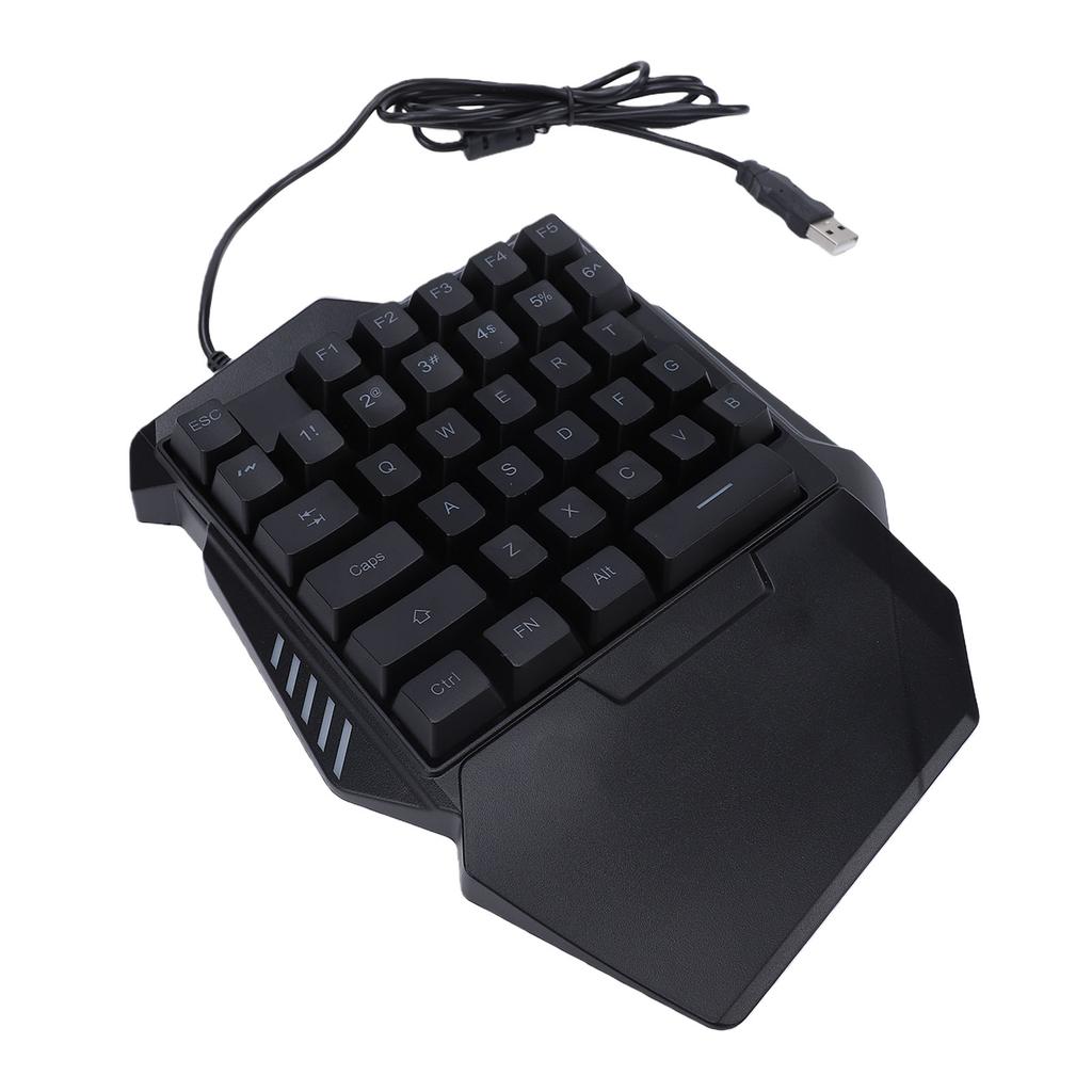 One Handed Gaming Keyboard RGB Backlight 35 Keys Ergonomic USB Portable Wired Gaming Keypad with Wrist Rest
