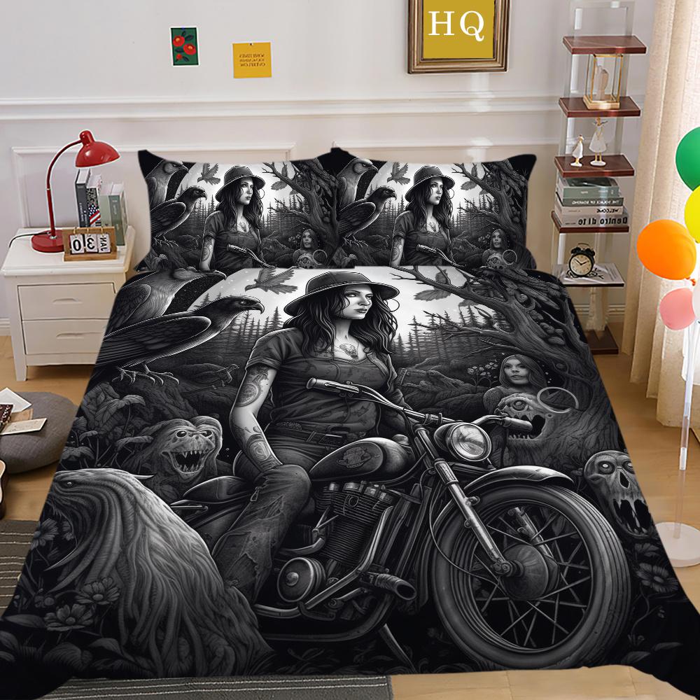 Beauty Skull Printed Home Bedclothes Single Size Polyester Bed Set Man Design Fashion Bedroom Decor