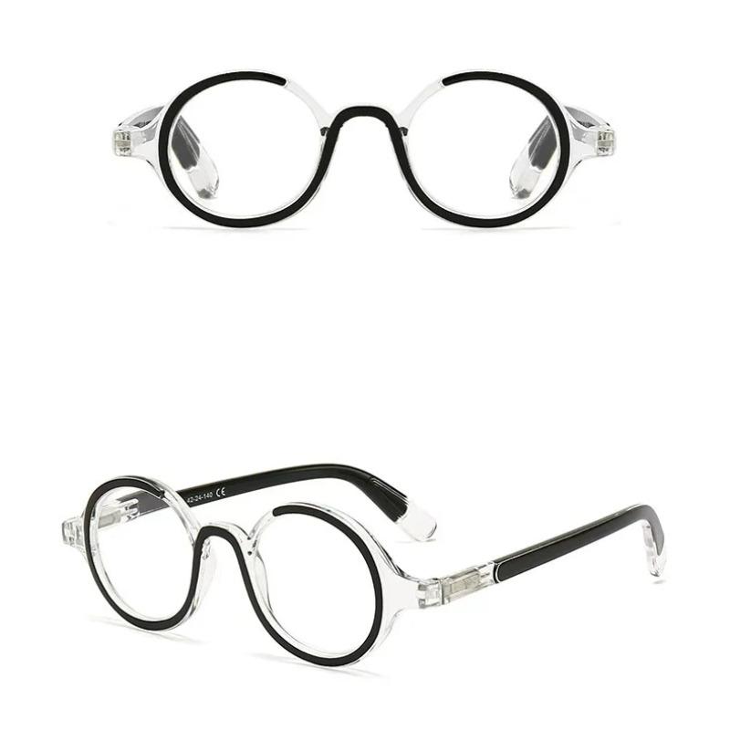 Round Reading Glasses Round Frame Spring Leg Anti-Blue Light Glasses Ultra Light Resin Hyperopia Optical Frame Eyewear