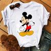 Fashion Cute Disney Mickey Minnie Cartoon Graphic Printed Women T-Shirt Casual O-Neck Short Sleeves Streetwear Female Tops Tees