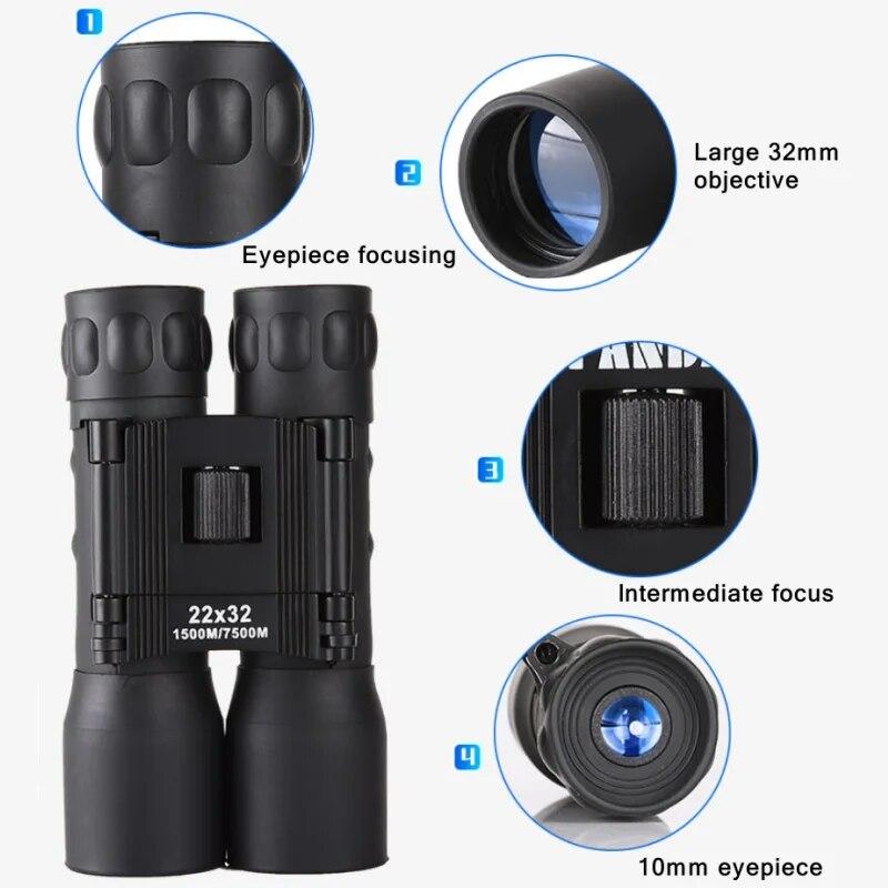 22x32 Professional Binoculars Low-light Night Vision Portable Hunting Telescope Long Range For Birding Watching Trip Camping