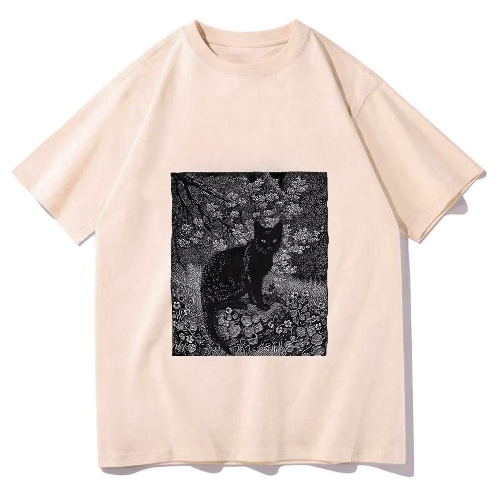 Rock Band T-shirt Cat Funny Cartoon Printing Tee-shirt Cotton Soft Short Sleeve Tshirts Summer Tee Autumn and winter innerwear