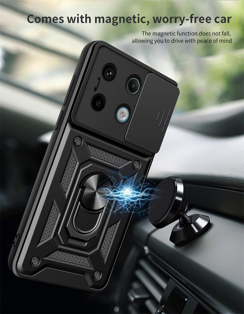 For Xiaomi Redmi Note 13 Pro Case Slide Lens Armor Phone Case For Redmi Note13 13Pro + Plus Car Magnetic Holder Ring Back Cover