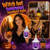 LED Lighted Handheld Lantern Halloween Pumpkin Candle Prop Decorative Lamp for Indoor Outdoor Use with Witch Hat Design