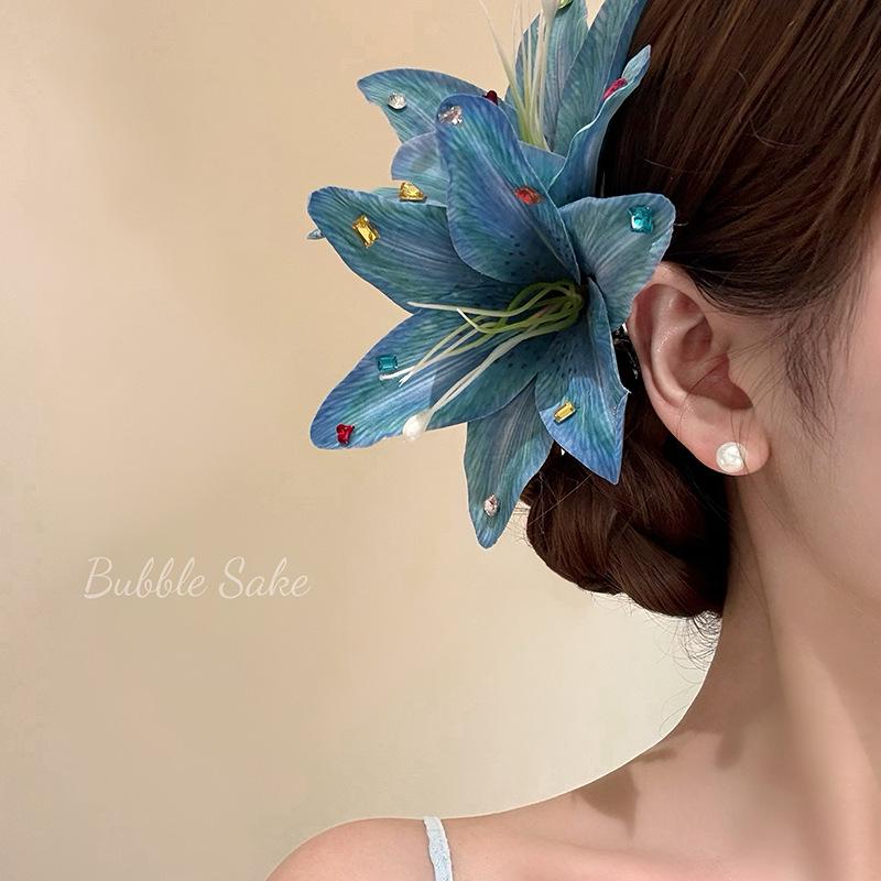 Exquisite Lily Flower Hair Clip - Floral Scene Women's Side Hairpin & Cheongsam Accessory