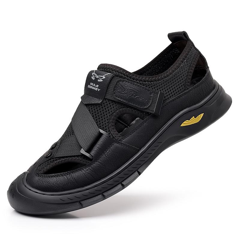 

2025 new summer wear driving shoes comfortable casual sandals lightweight soft sole men s shoes trend 2025 38 чёрный