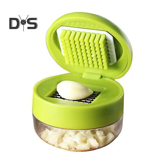 Garlic Press Stainless Steel Manual Mincer Slicer Grater Compact Garlic Chopper Kitchen Gadget for Home Restaurant