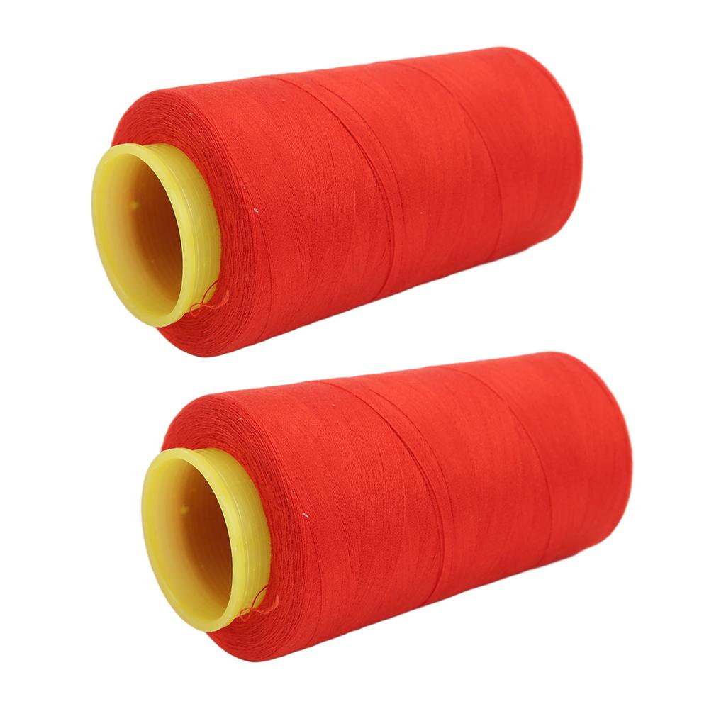 2PCS Serger Thread High Strength Sturdy Durable Polyester Red Sewing Thread for Daily Quilting