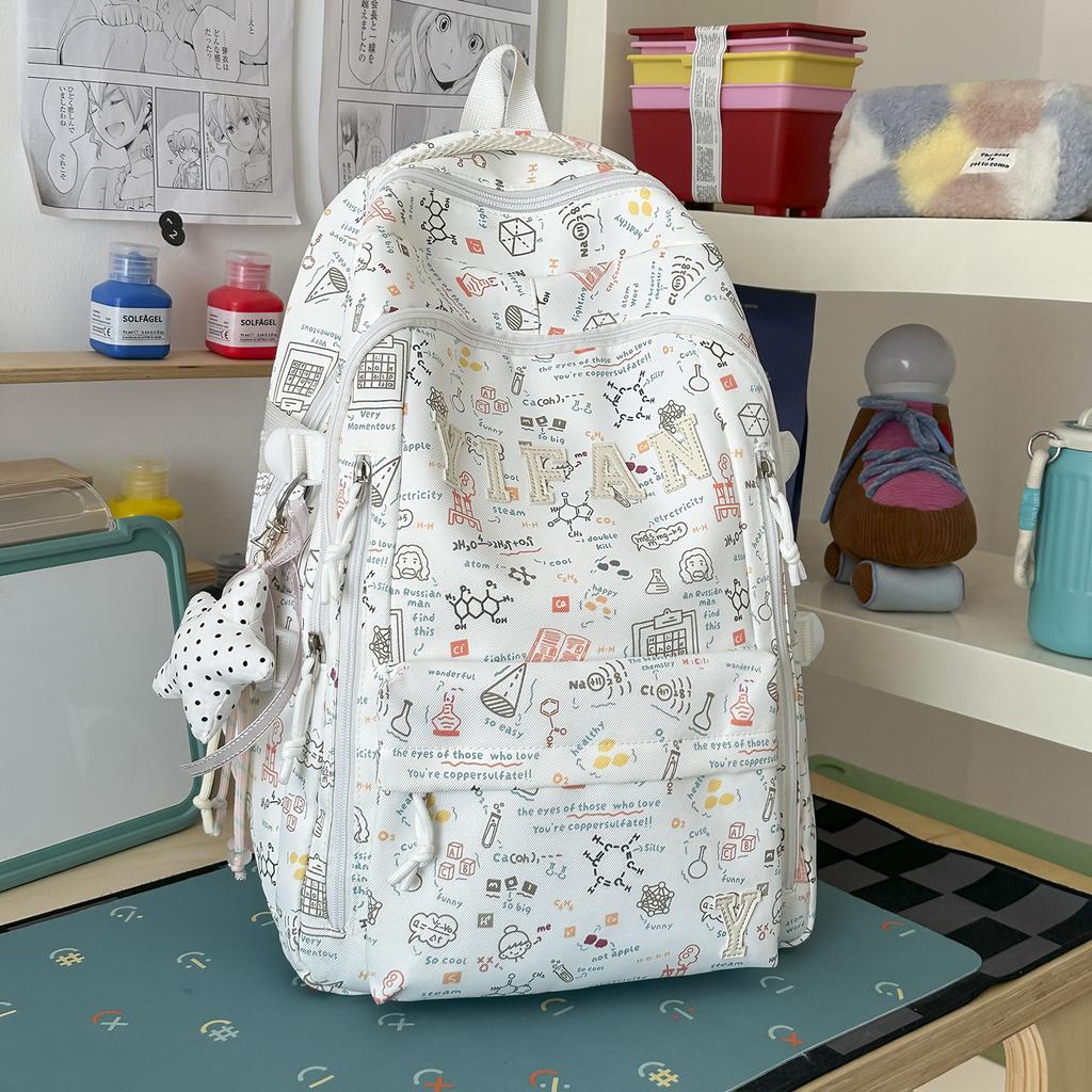 Schoolbag Korean version ins cartoon backpack women's 1011 summer new niche cute graffiti casual lightweight travel backpack