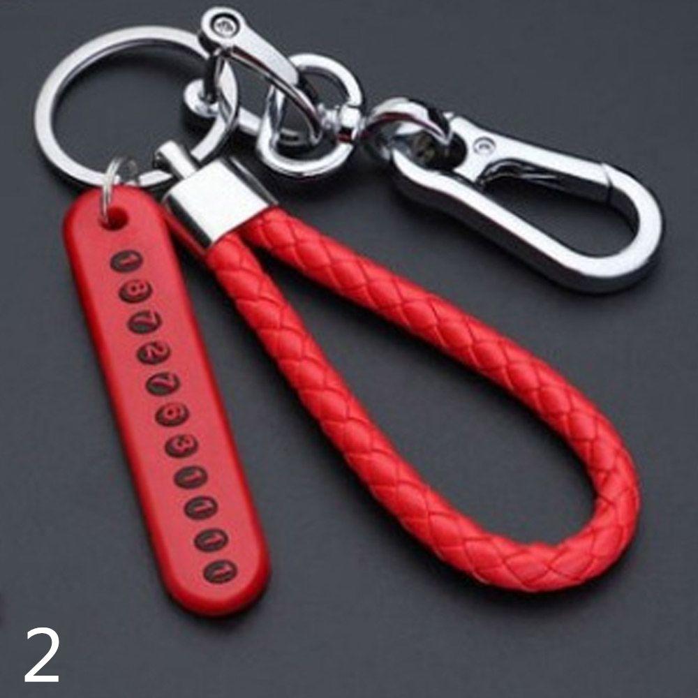 Jewelry Weave DIY Bag Pendant Key Chain Phone Number Plate Keyring Leather Anti-lost Car Keychain