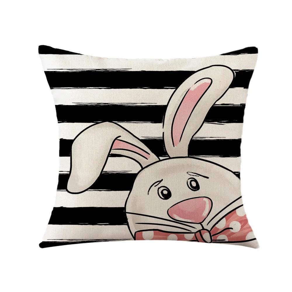 Easter Decor Pillowcases 45x45cm Linen Pillow Cover Easter Decorations Favors Pillows Cushion Cover Easter Bunny Eggs Pillowcase