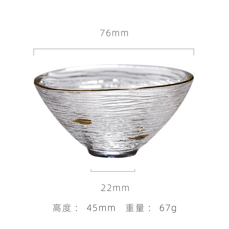 Japanischer hitzebeständiger Glas-Teetasse Kreativ Mini Gehämmert Goldrand Kung Fu Teeschale Teetassen Haushalt Wasserbecher