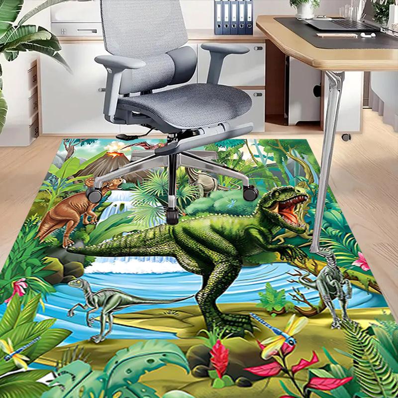 1PC dinosaur jungle Non-Slip Floor Carpet Compatible for Office&Living Room&Dining room - Flat-Weave Machine- Soft & Pattern-E267