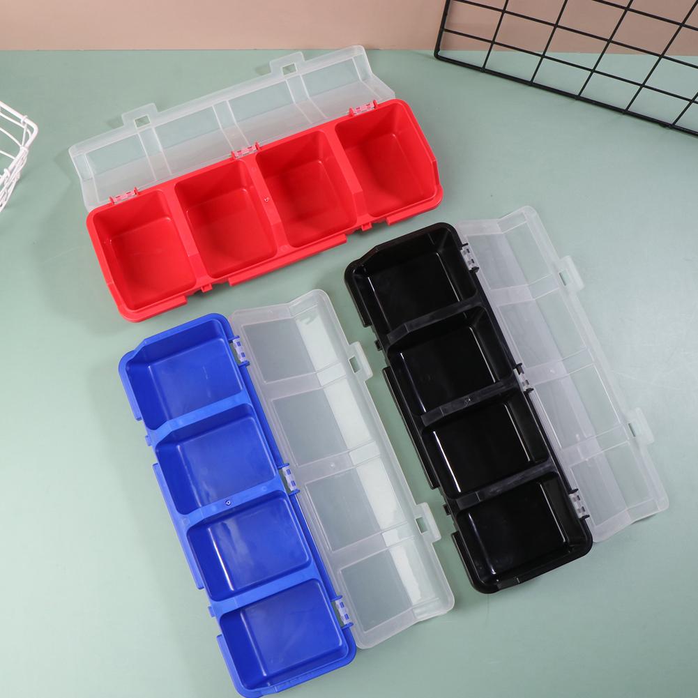 NEW 1PC Parts Storage Box Plastic Screw Organizer Box With 4 Compartment Tool Part Container Bin With Lid Display Storage Case