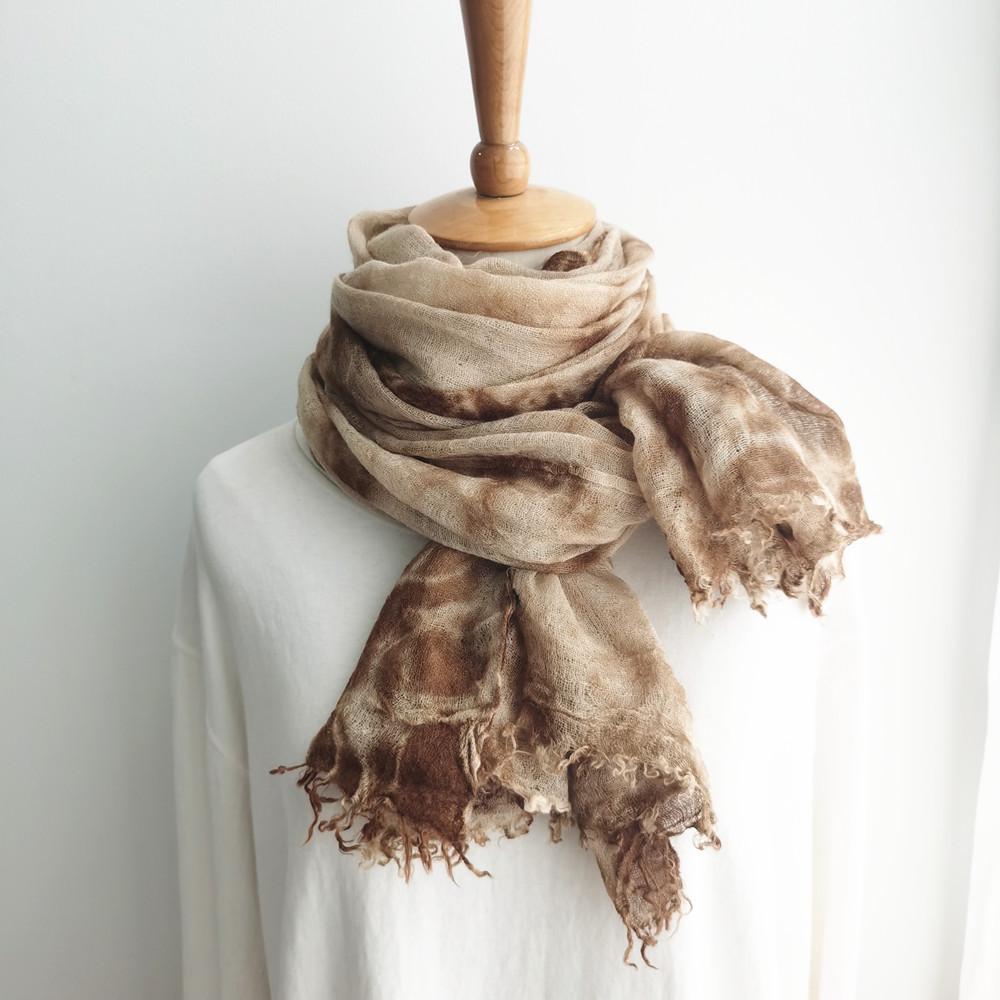 Handmade tie dyed wool scarf  retro artistic thin acrylic scarf sun protection and sunshade shawls 100*200cm