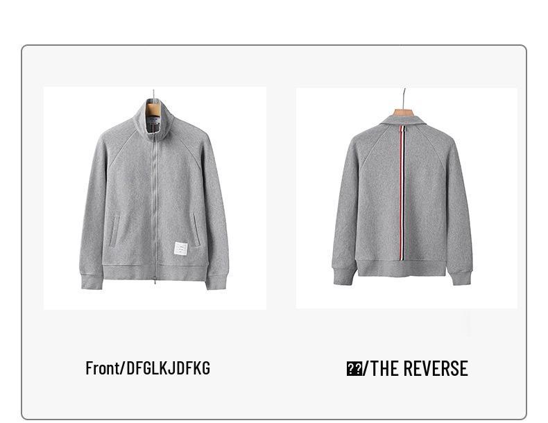 2025 Autumn Korean Casual Striped Raglan Sleeve All-Cotton Zipper Jacket