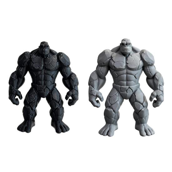 3D Printed Stone Gorilla Statue, Rock Muscle Figure with Heavy Base, Creative Desk Decor, Home Office Ornament, Unique Gift for Men Boys