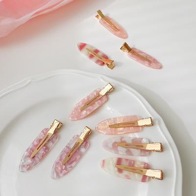 Hair Styling Tool Simple  Pink Seamless Hair Clip Women Acetate Sheet No Bend Bangs Clip Duckbill Clip Hairpins