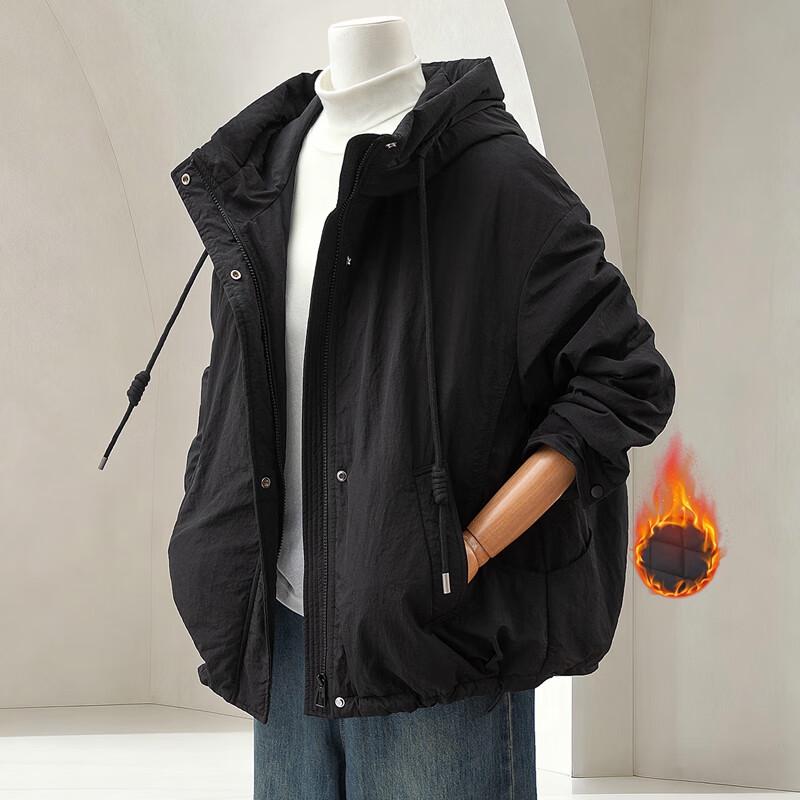 Sibaishi Women s Hooded Zip-Up Loose Fit Jacket S