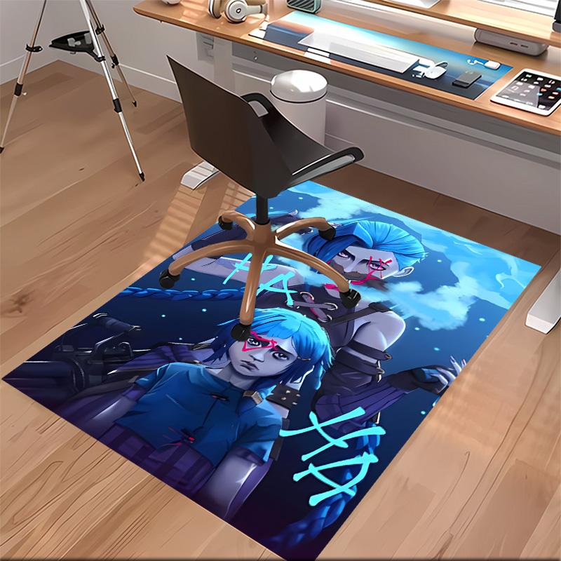 League of Legends Jinx Print Area Rug-Soft,Washable Non-Slip Indoor Mat Office Chairs,Living Room,Home Office Decorative Rug